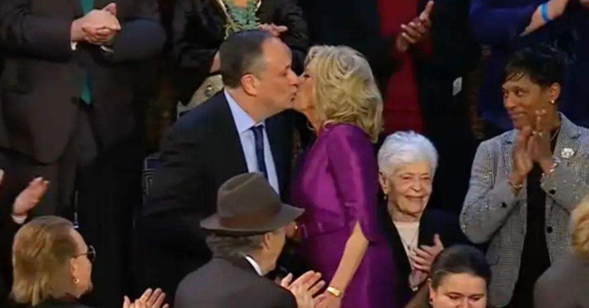 Jill Biden & Doug Emhoff Share Kiss On The Lips At SOTU Address