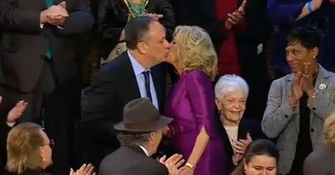 Jill Biden & Doug Emhoff Share Kiss On The Lips At SOTU Address