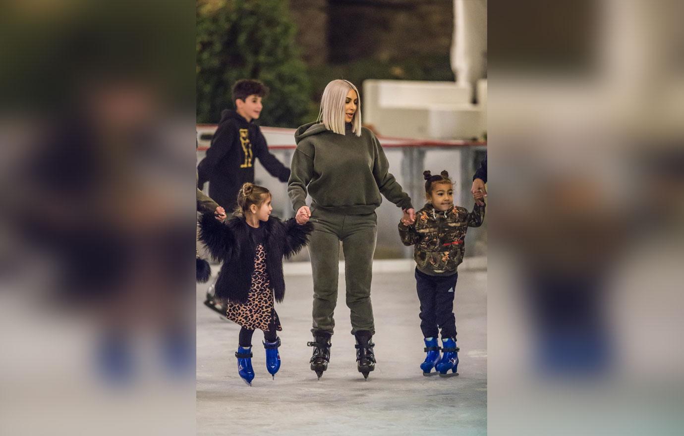 Kim Kardashian Helps Son Saint Ice Skate