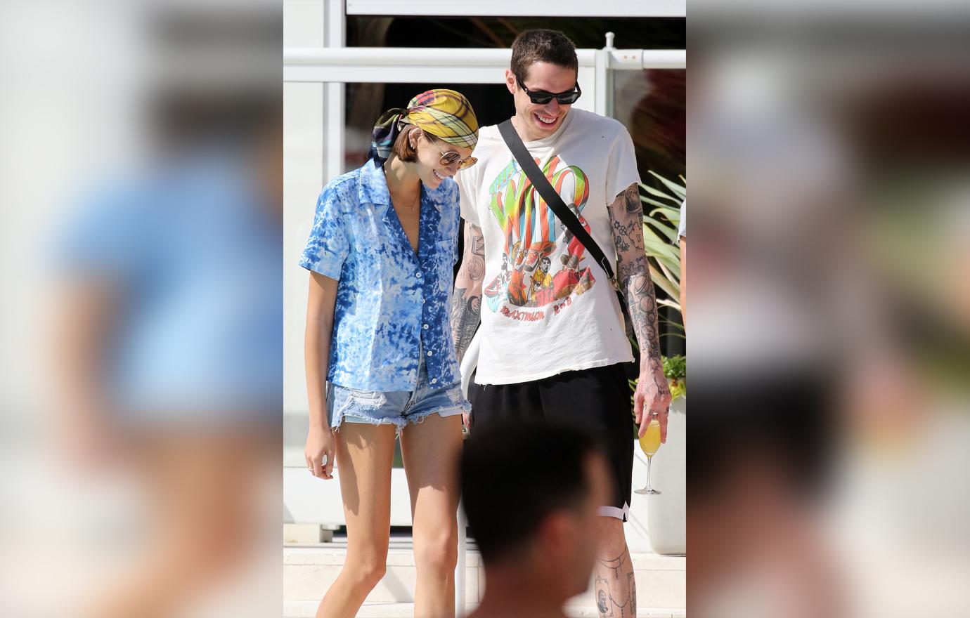 Kaia Gerber And Pete Davidson Kiss In Miami Pool Getaway