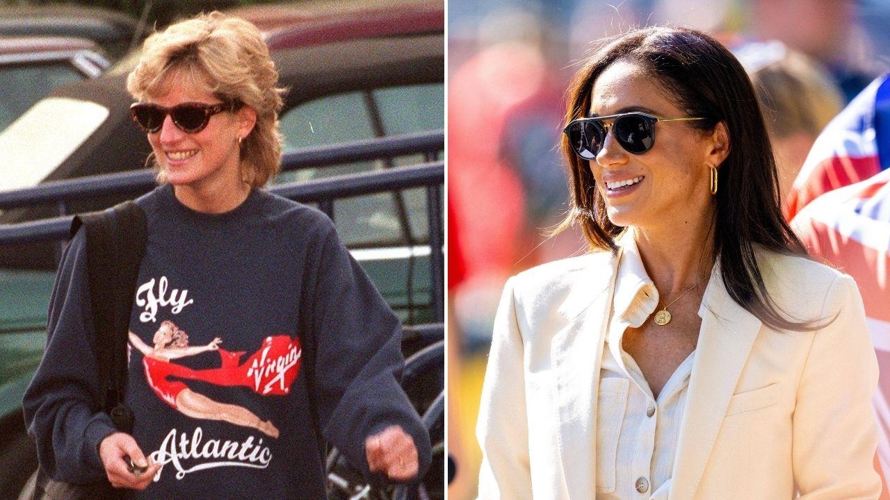 Split photo of Princess Diana and Meghan Markle