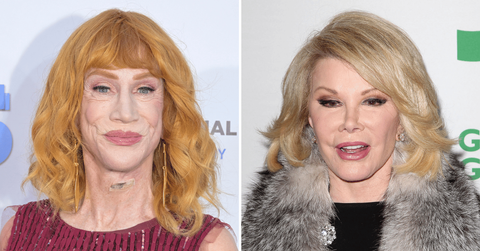 Split photo of Kathy Griffin and Joan Rivers