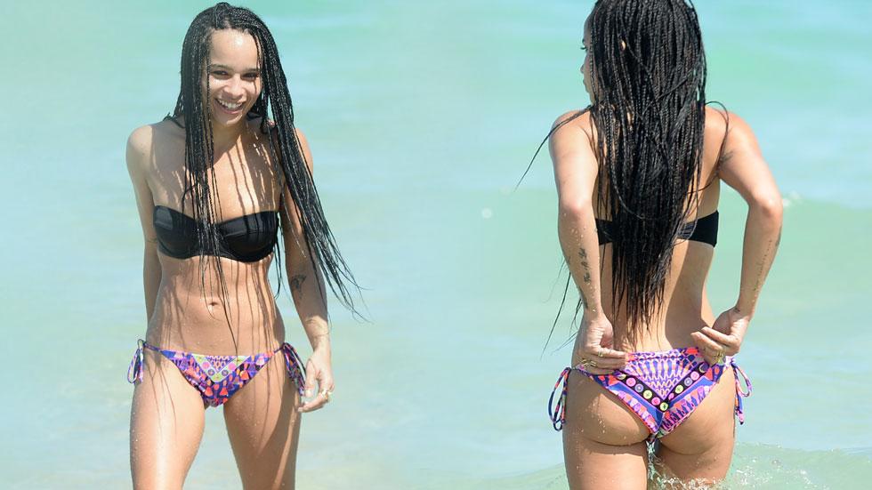 Zoe Kravitz Shows Off Her Bikini Body On The Beach In Miami Beach.