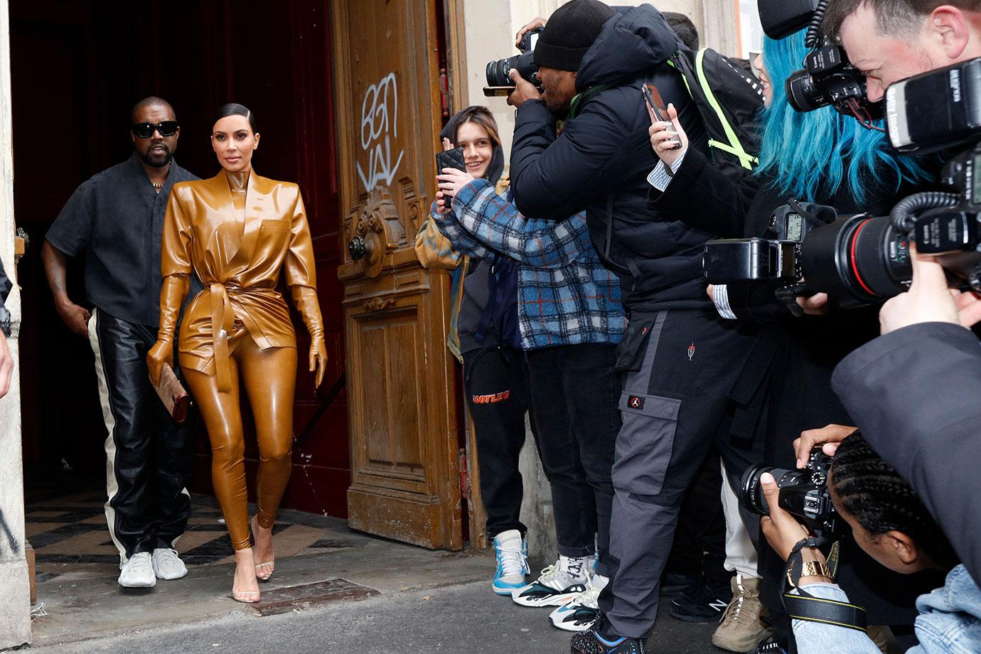 Kim Kourtney Latex Suits Attend Kanye's Church Service