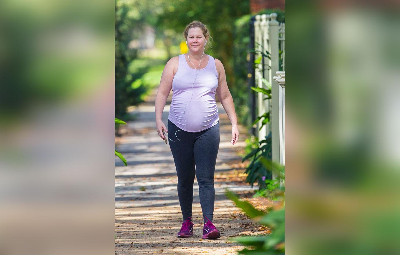 Pregnant Amy Schumer Shows Off Baby Bump During Makeup-Free Stroll