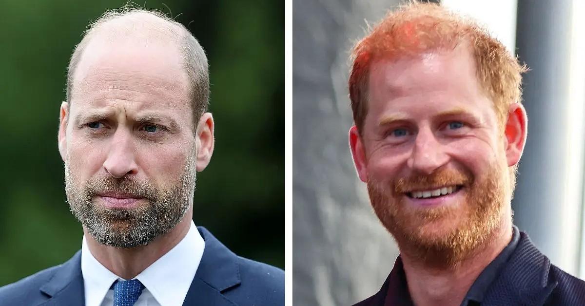 Split photo of Princes Wiliam and Harry