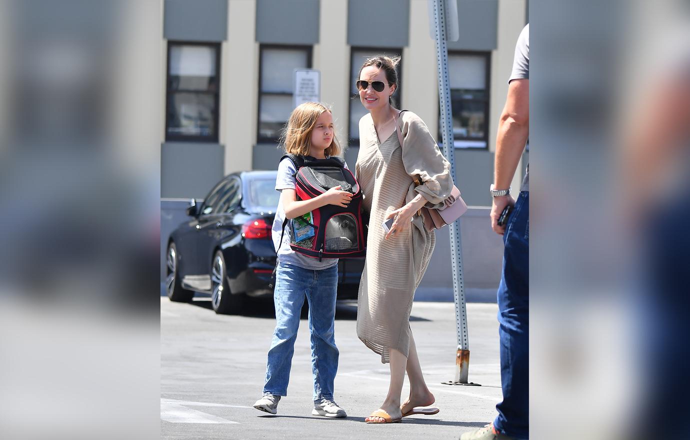 Angelina Jolie takes her daughter Vivienne and their bunny to a pet store for toys and treats. Angelina, joined by her daughter and a bodyguard, spent about 20 minutes at a local Petco shopping for things for their bunny.