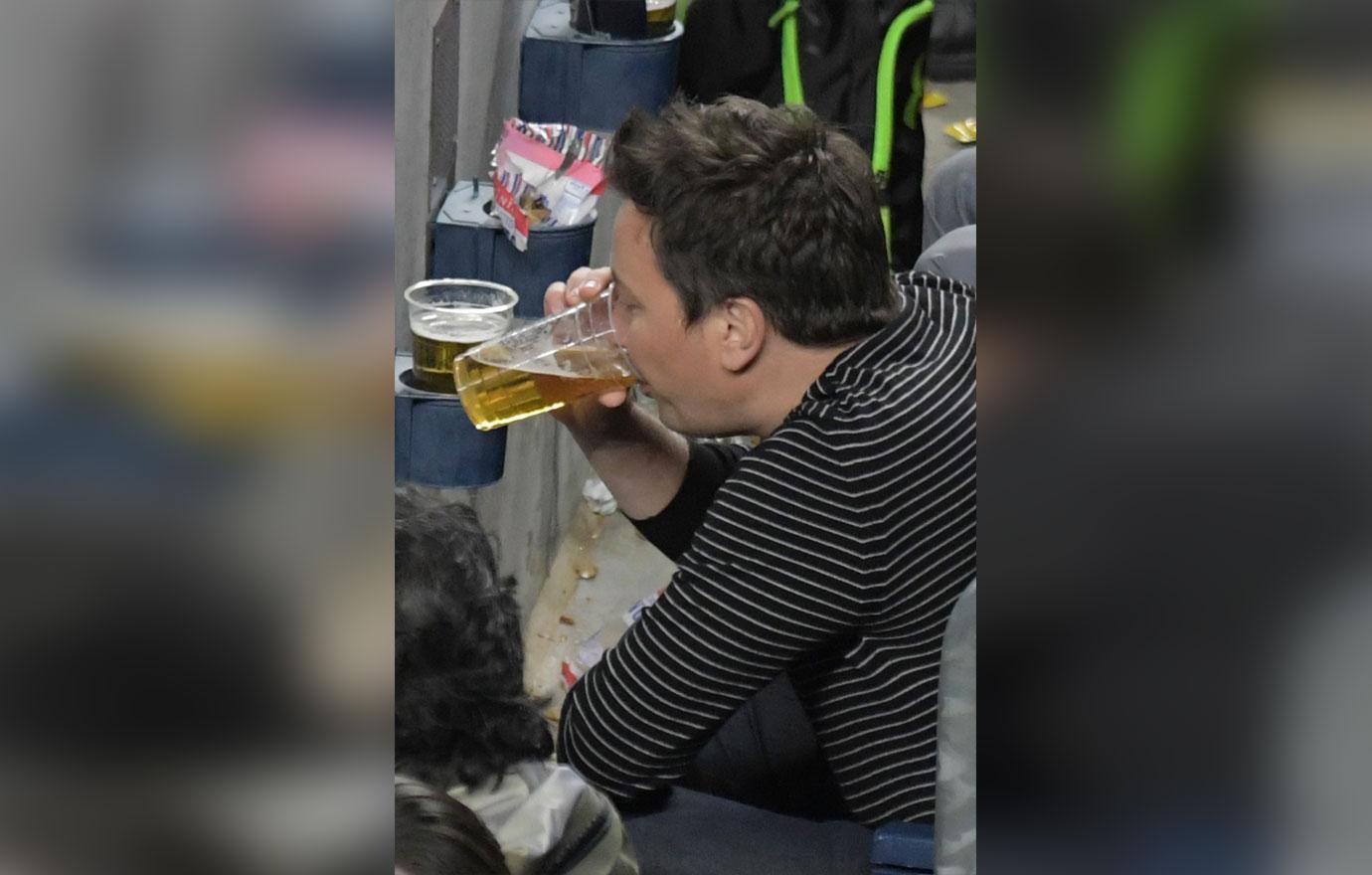 Jimmy Fallon Drinking Beer Baseball