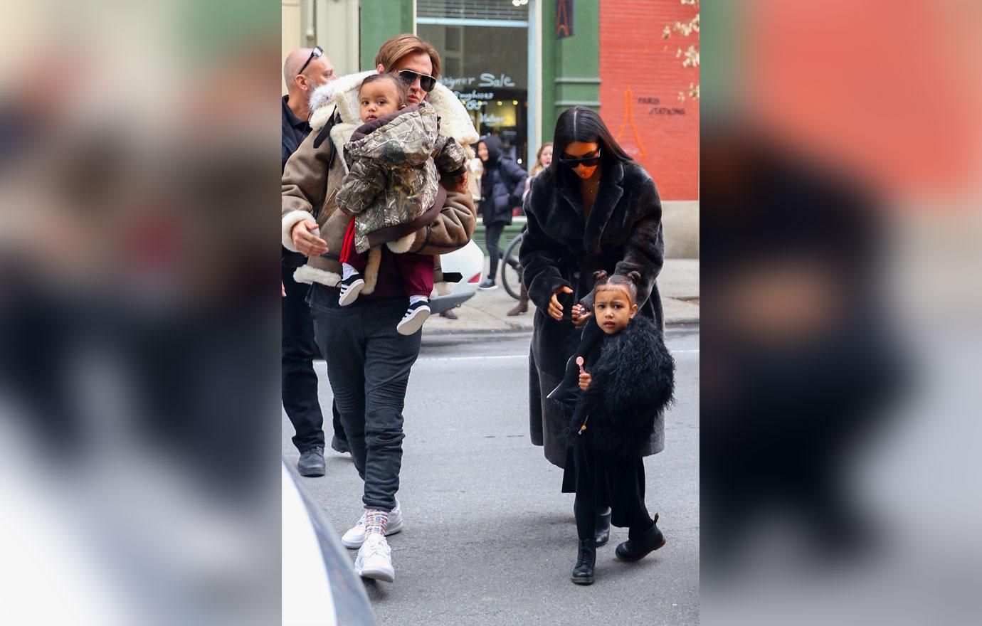 //kim kardashian fur coat north saint west nyc