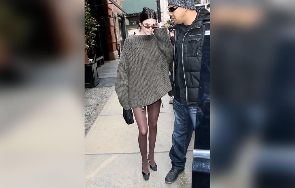 Kendall Jenner Wears Maxi Sweater Without Pants