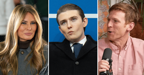 Split photo of Melania Trump, Barron Trump, Stuart Knechtle