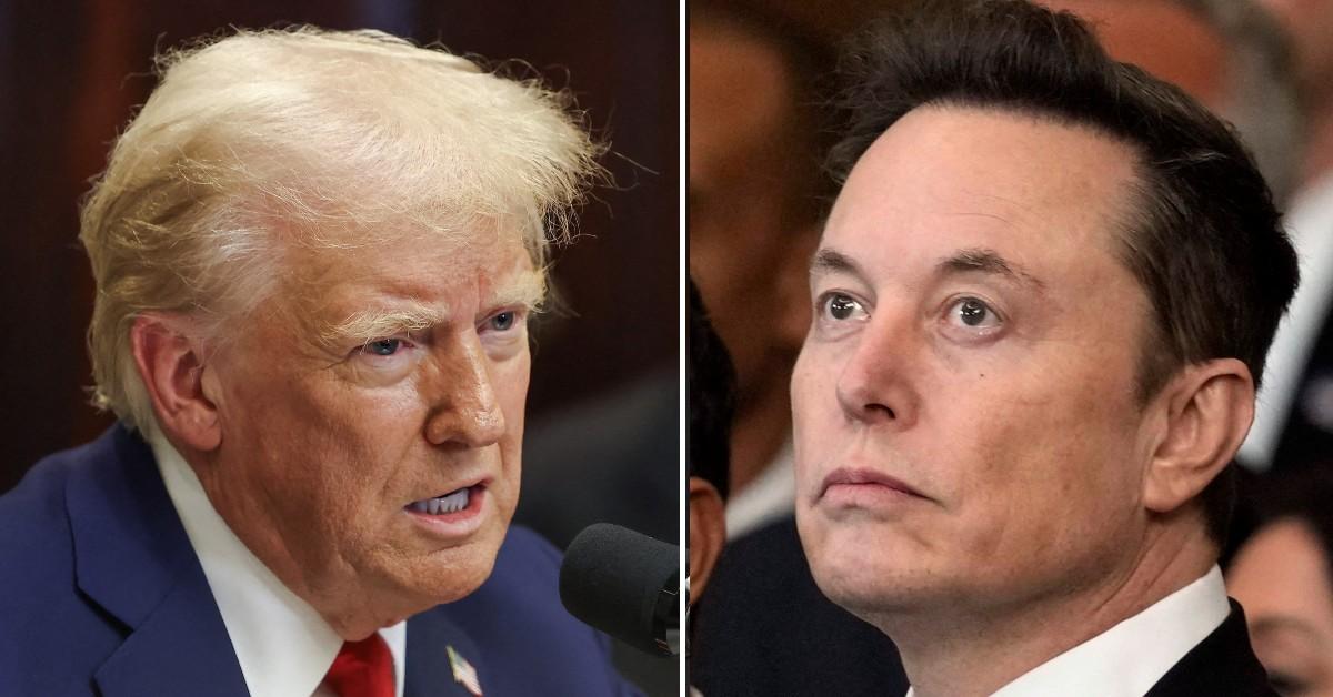 Split photo of Donald Trump, Elon Musk