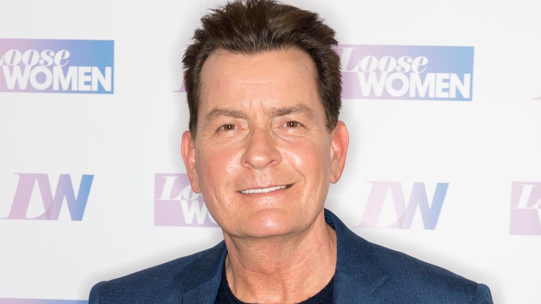 Charlie Sheen was the picture of health as he wore a blue blazer over a navy blue sweater for a London talk show.