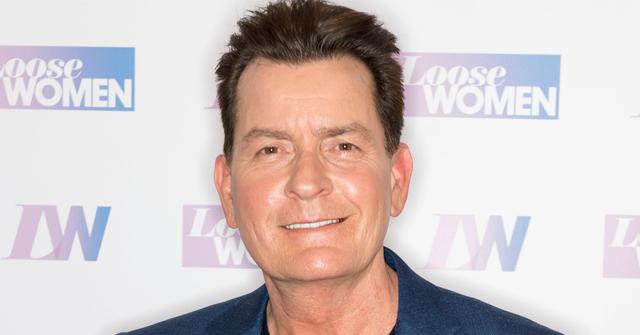 Charlie Sheen was the picture of health as he wore a blue blazer over a navy blue sweater for a London talk show.