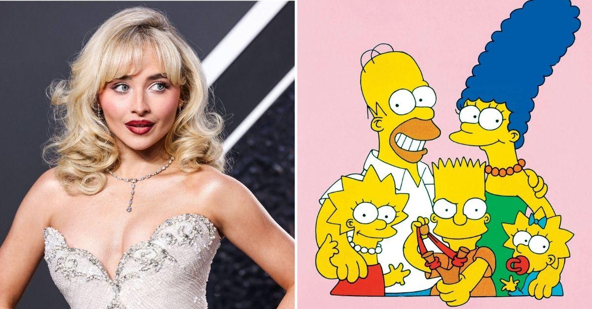 split photo of Sabrina Carpenter and The Simpsons