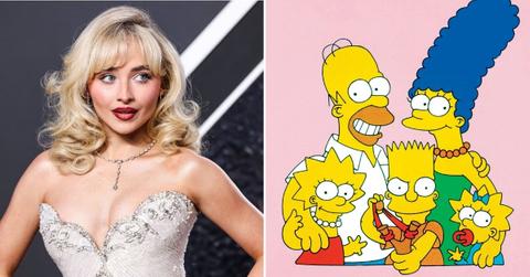 split photo of Sabrina Carpenter and The Simpsons
