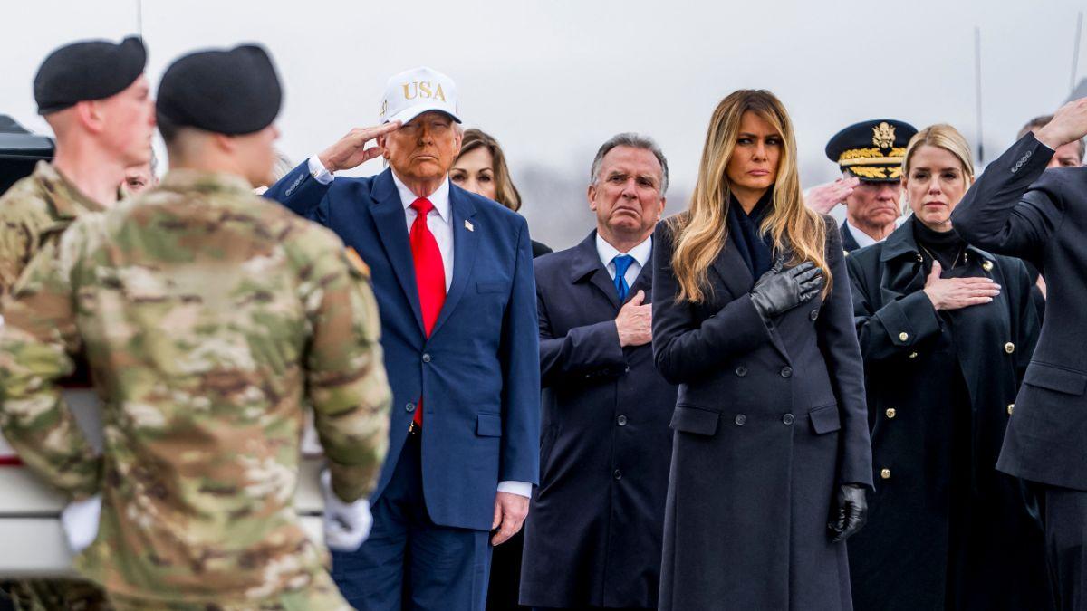 Donald Trump attended a dignified transfer at Dover AFB on March 7.