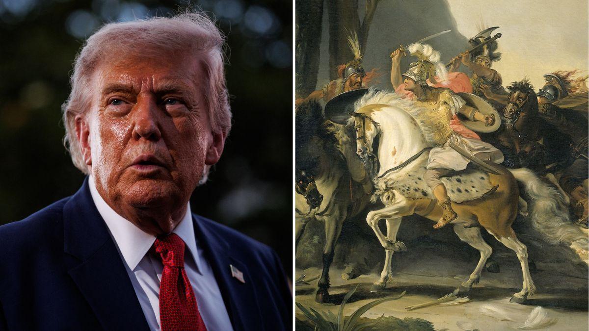 Photo of Donald Trump and an Alexander the Great painting