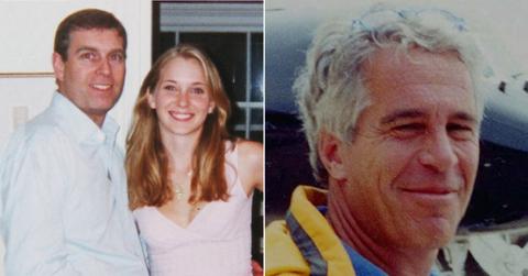 picture of Virginia Giuffre , prince Andrew and Jeffrey Epstein