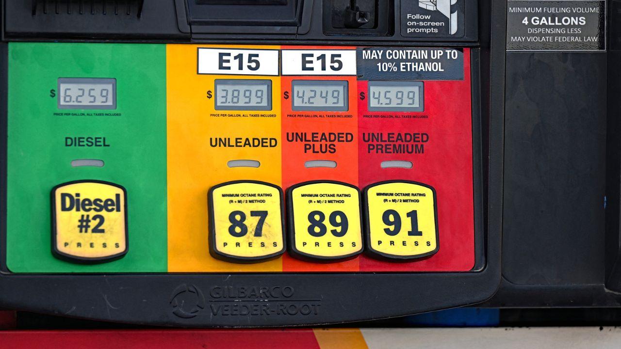 A photo of gas prices