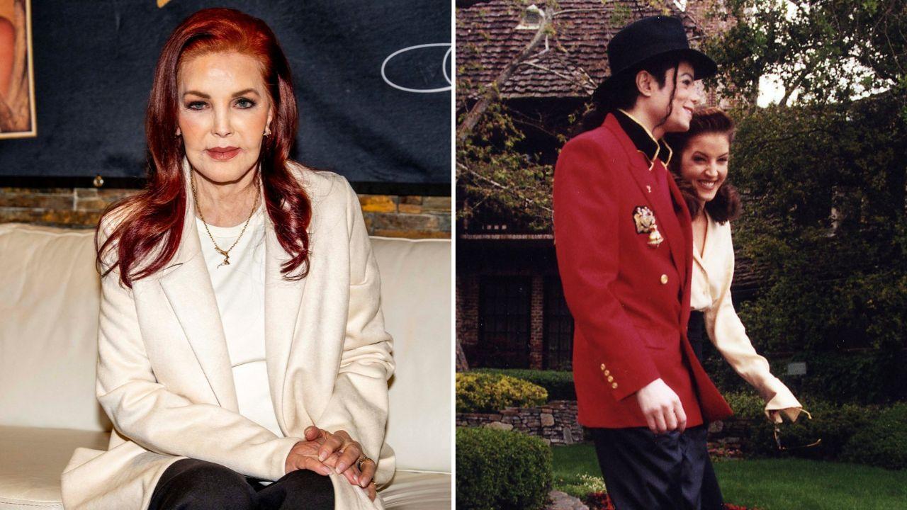 Image Of Priscilla Presley (left) and Michael Jackson and Lisa Marie Presley (right)