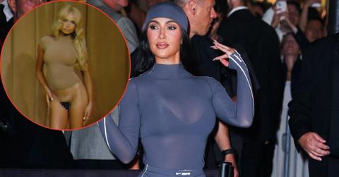 Composite photo of Skims ad and Kim Kardashian