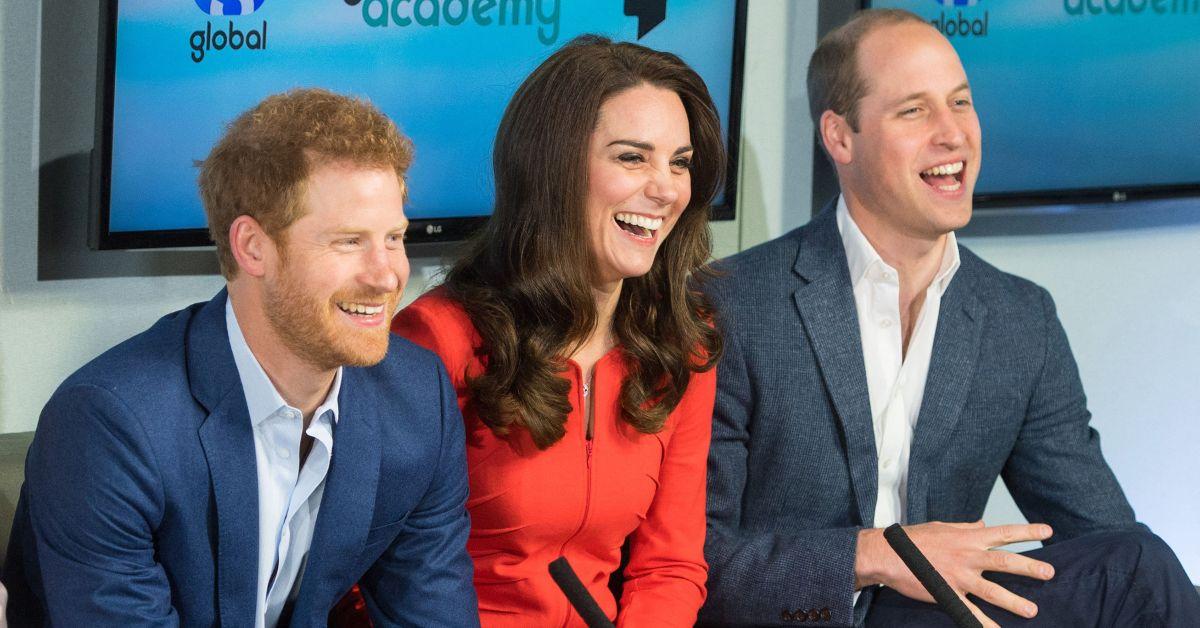 Photo of Kate Middleton, Prince Harry and William.