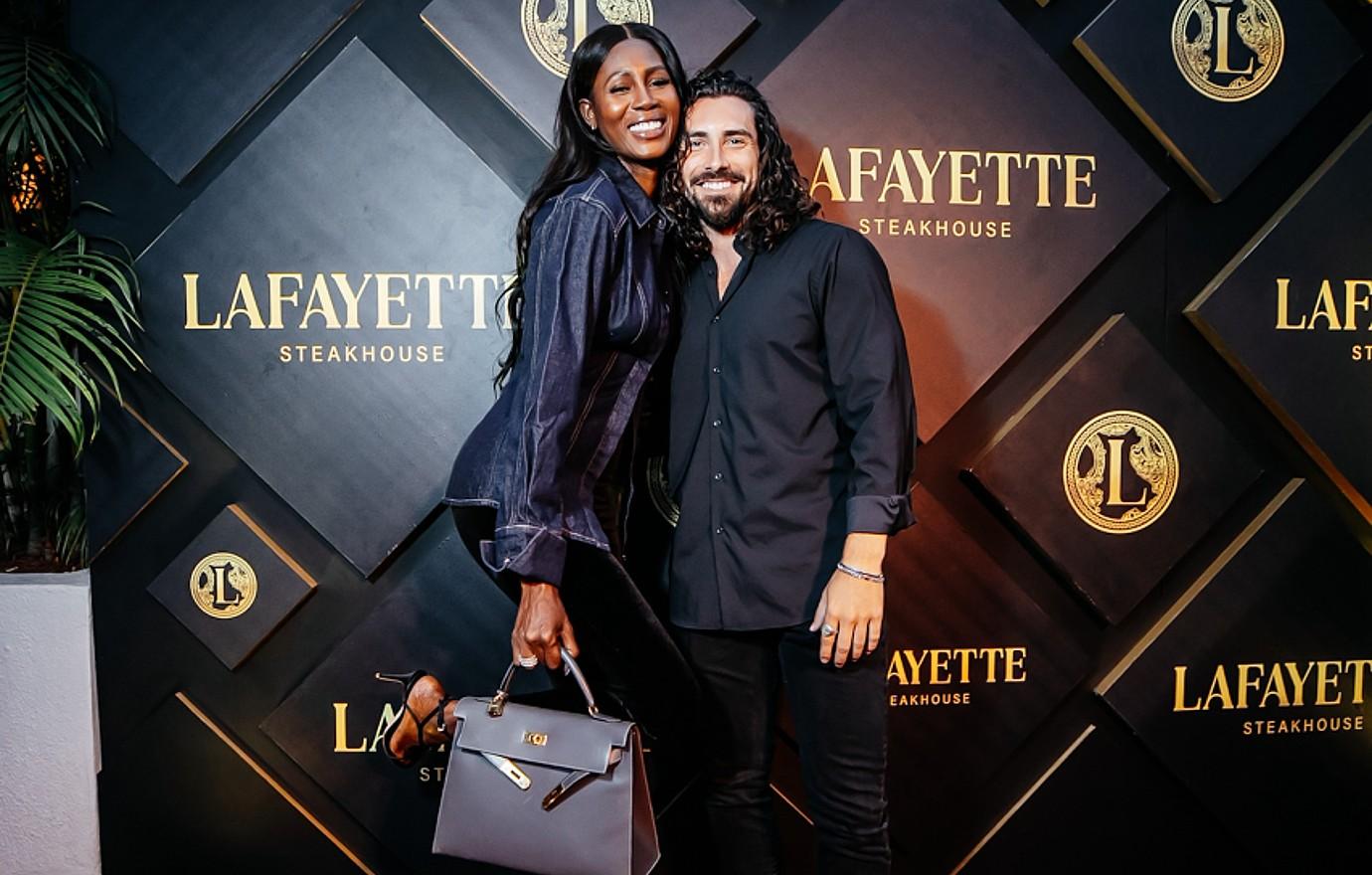 kiki barth alex propson attend lafayette steakhouse grand opening may