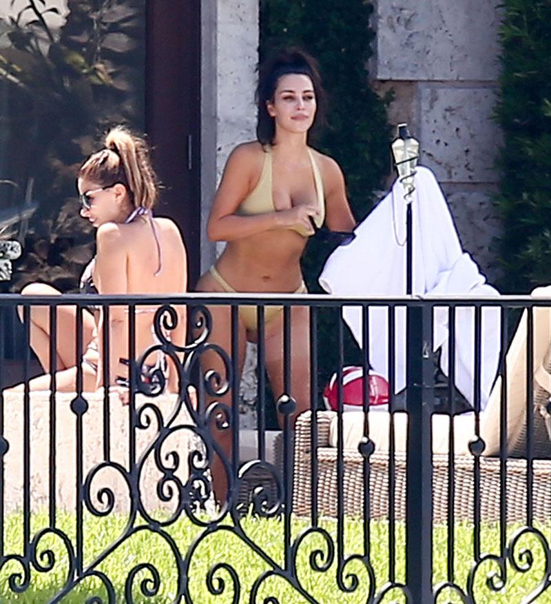 Kim Kardashian Suffers Serious Nip Slip In Thong Bikini