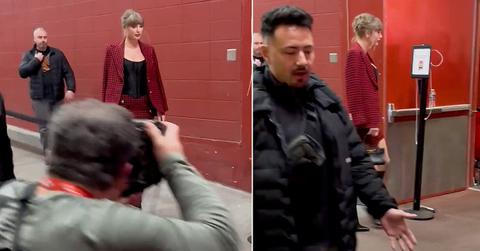 Split photos of Taylor Swift and her bodyguards.