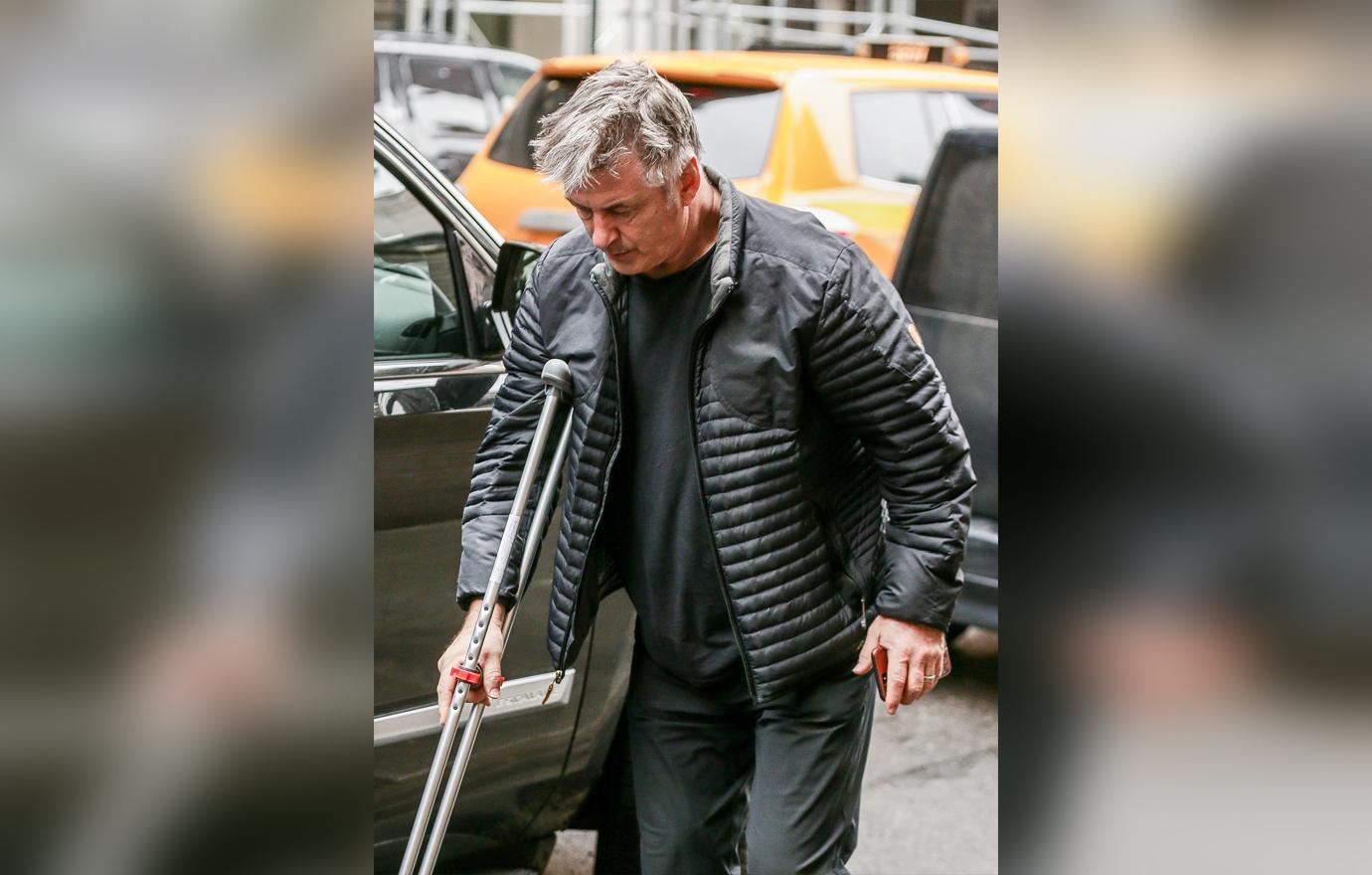 Alec Baldwin Crutches Hospital