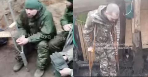 Split photo of wounded Russian soldiers.