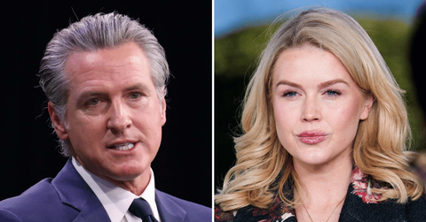 Split photo of Gavin Newsom, Karoline Leavitt