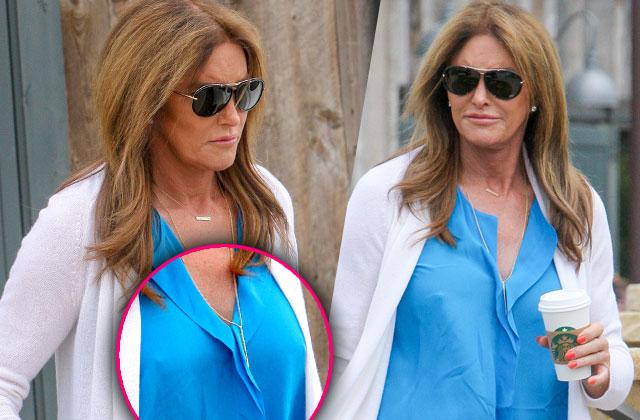 Caitlyn Jenner Nipples Breasts Blue Shirt