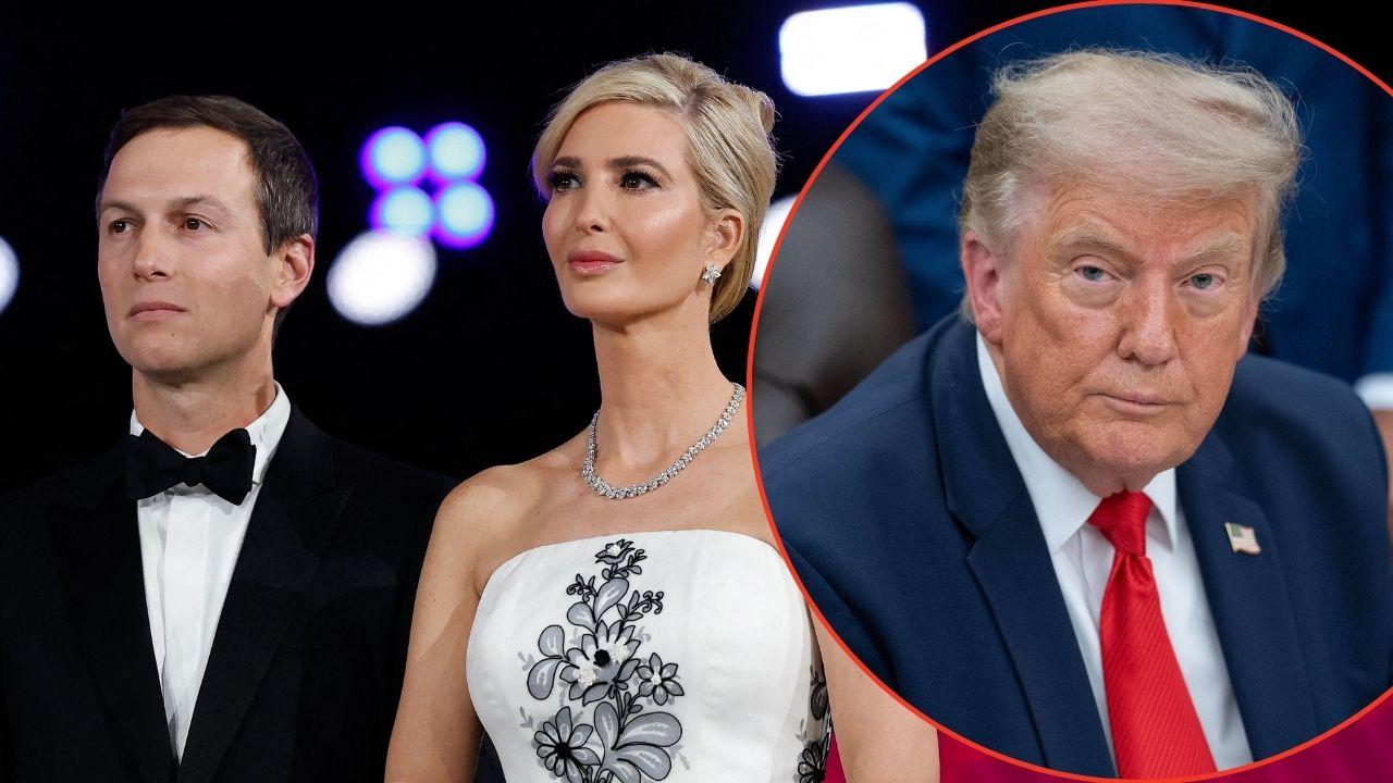 split image of Ivanka Trump and Jared Kushner; Donald Trump