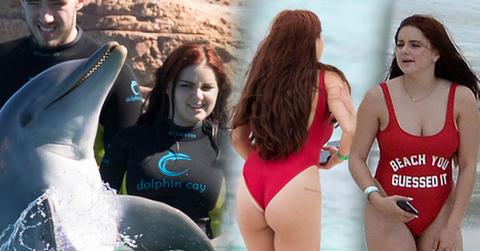 //ariel winter boobs butt tattoo red bathing suit pp