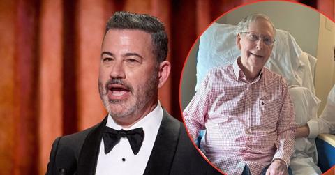 A photo of Jimmy Kimmel alongside a photo of Mitch McConnell