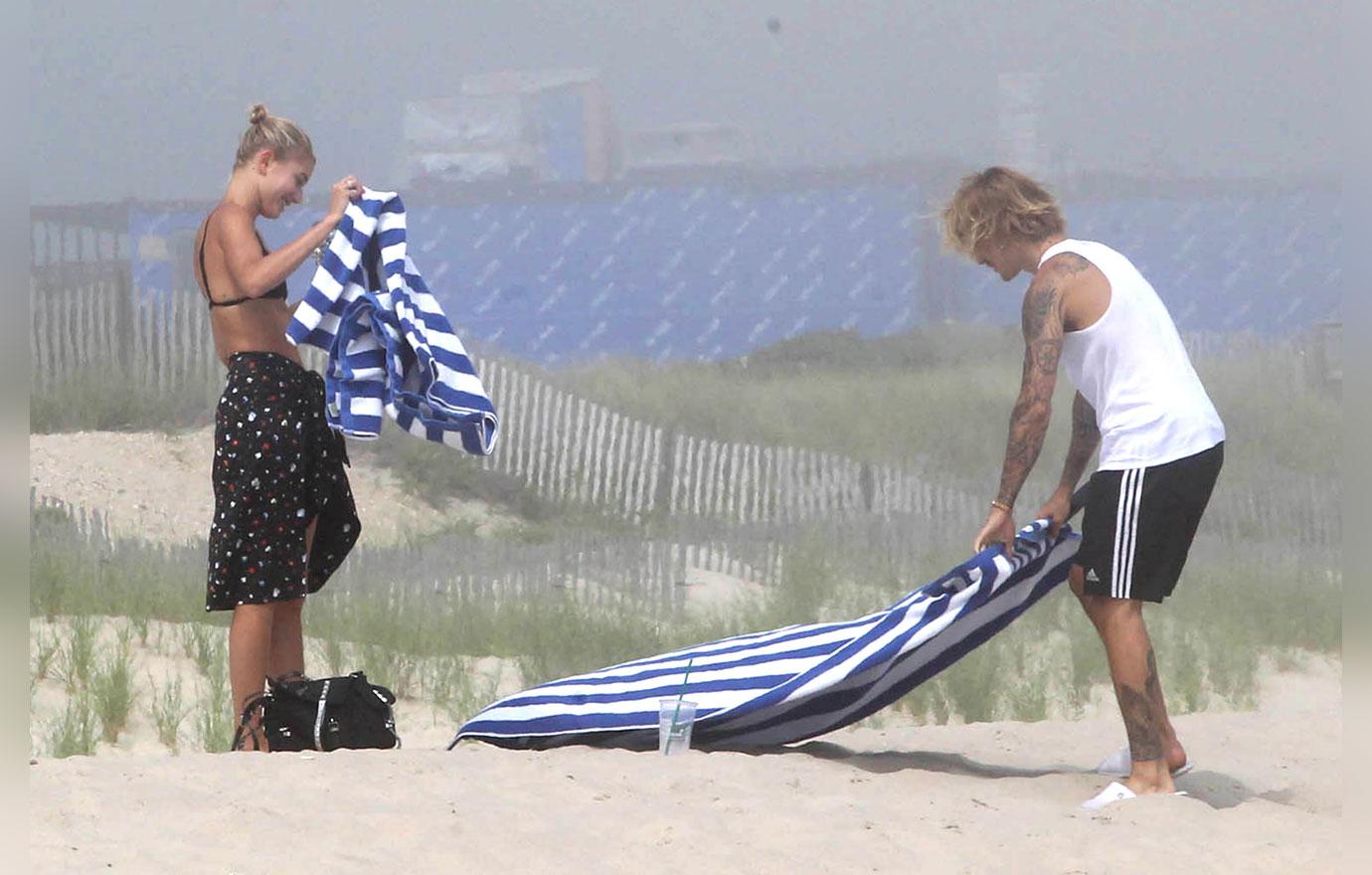 //hailey baldwin and justin bieber hit beach on july th