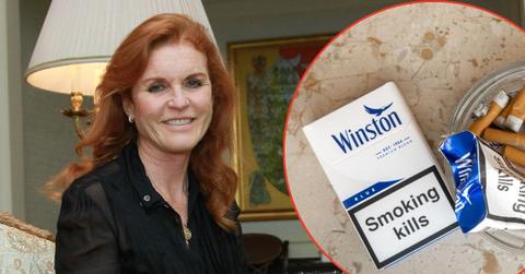 Photo of Sarah Ferguson and pack of cigarette
