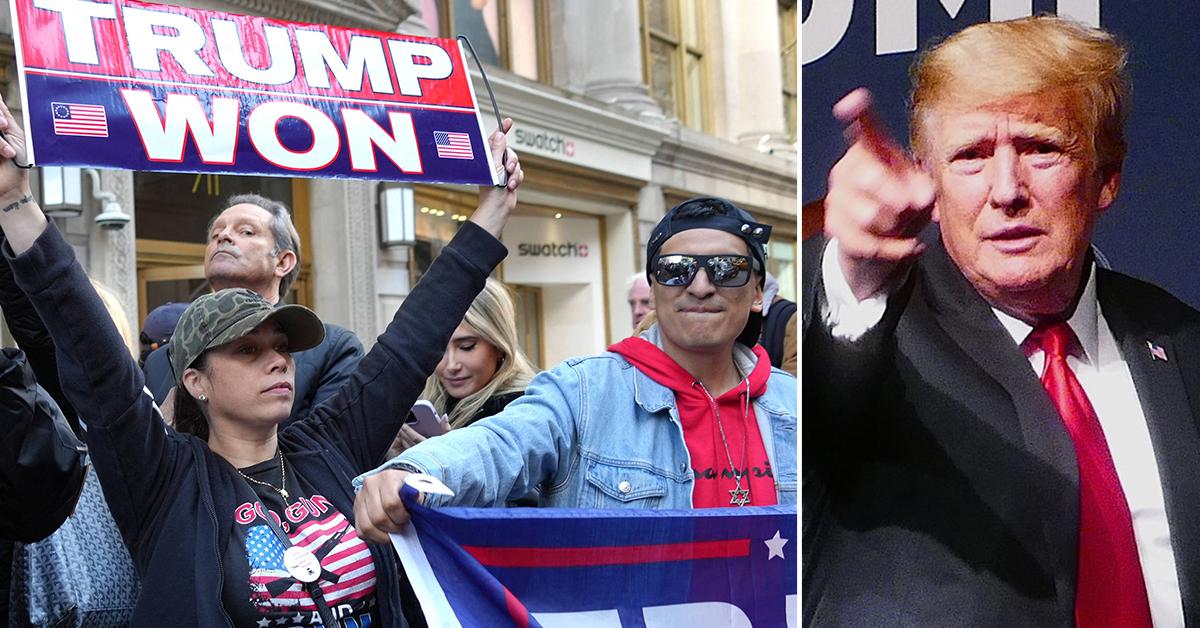 maga supporter trump arraignment protest rips flag