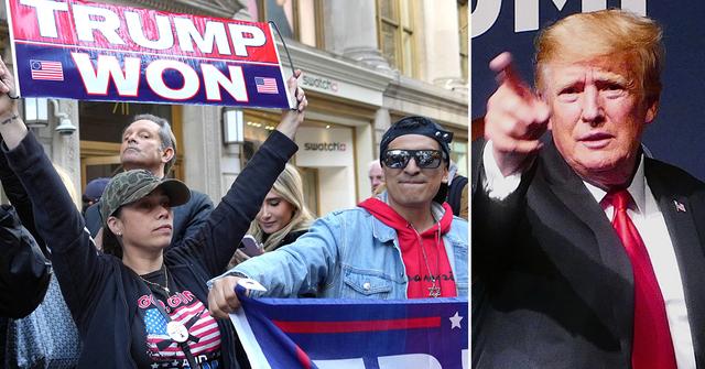 maga supporter trump arraignment protest rips flag