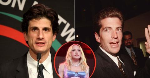 split image of Jack Schlossberg / John F. Kennedy Jr. / Madonna