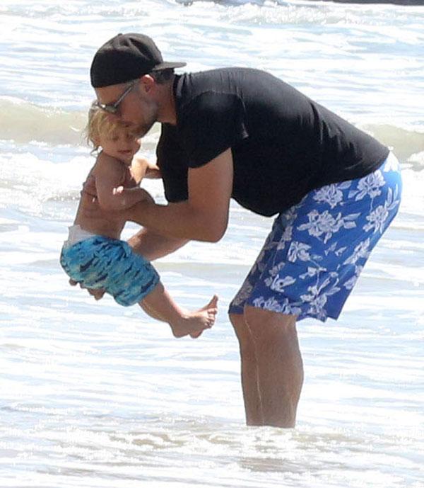 Eric Johnson Shirtless Beach Day With Kids