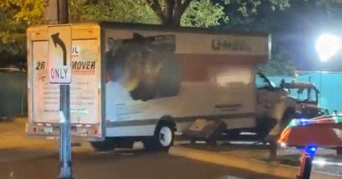 Driver With Nazi Flag Crashes U-Haul Outside White House