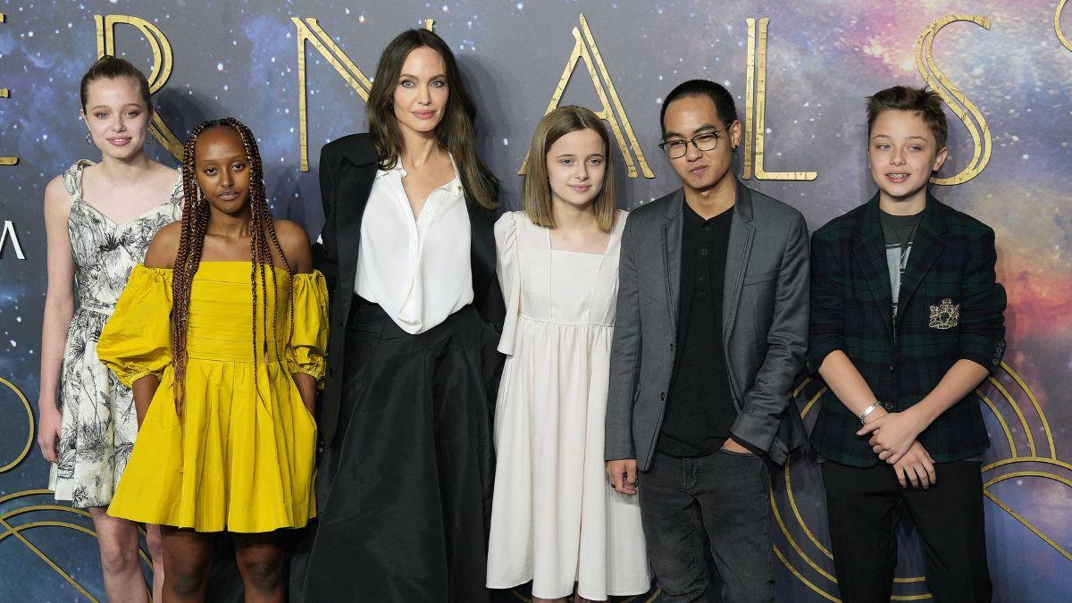 A photo of Angelina Jolie with her children