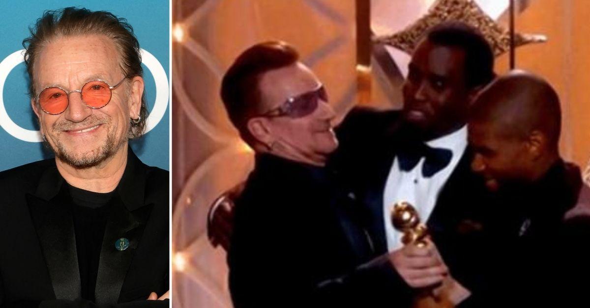 'He Knew!': Bono 'Haunted by Awkward Diddy Kiss Attempt' at 2014 Golden Globes — Rocker 'Still Shudders at Thought of Rapper That Close to Him'