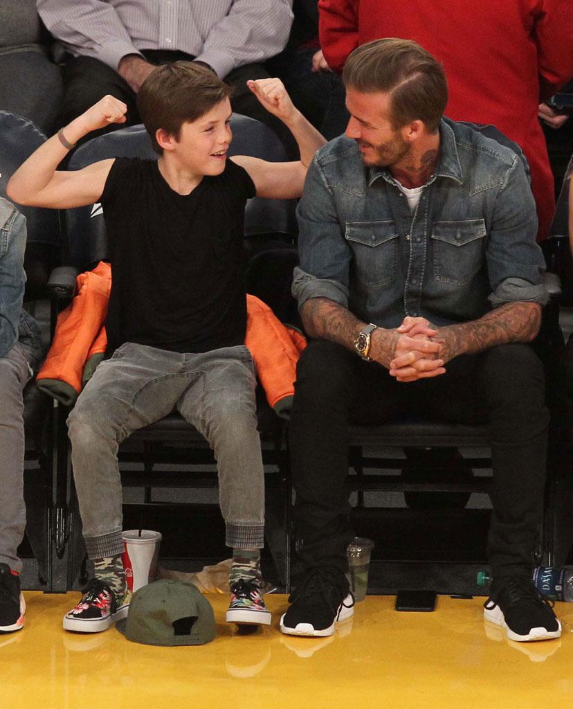 David Beckham With Sons at Lakers Game April 2016