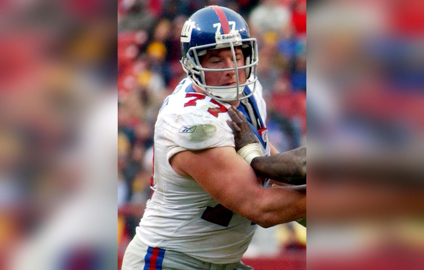 former giant luke petitgout attacks staff arrested