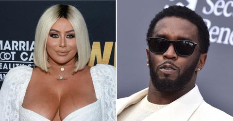 Side-by-side photos of Aubrey O'Day and Sean "Diddy" Combs