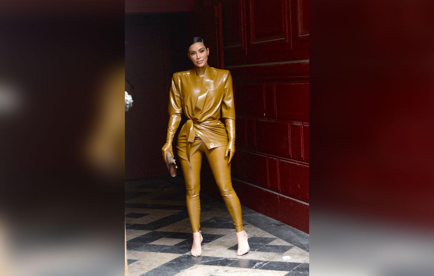 Kim Kourtney Latex Suits Attend Kanye's Church Service